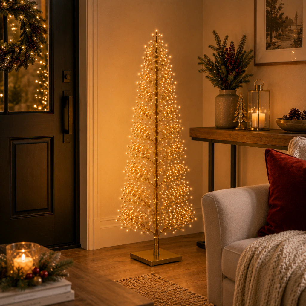ARBOL PARIS ORO CON CONTROL REMOTO - Envalar Mayorista