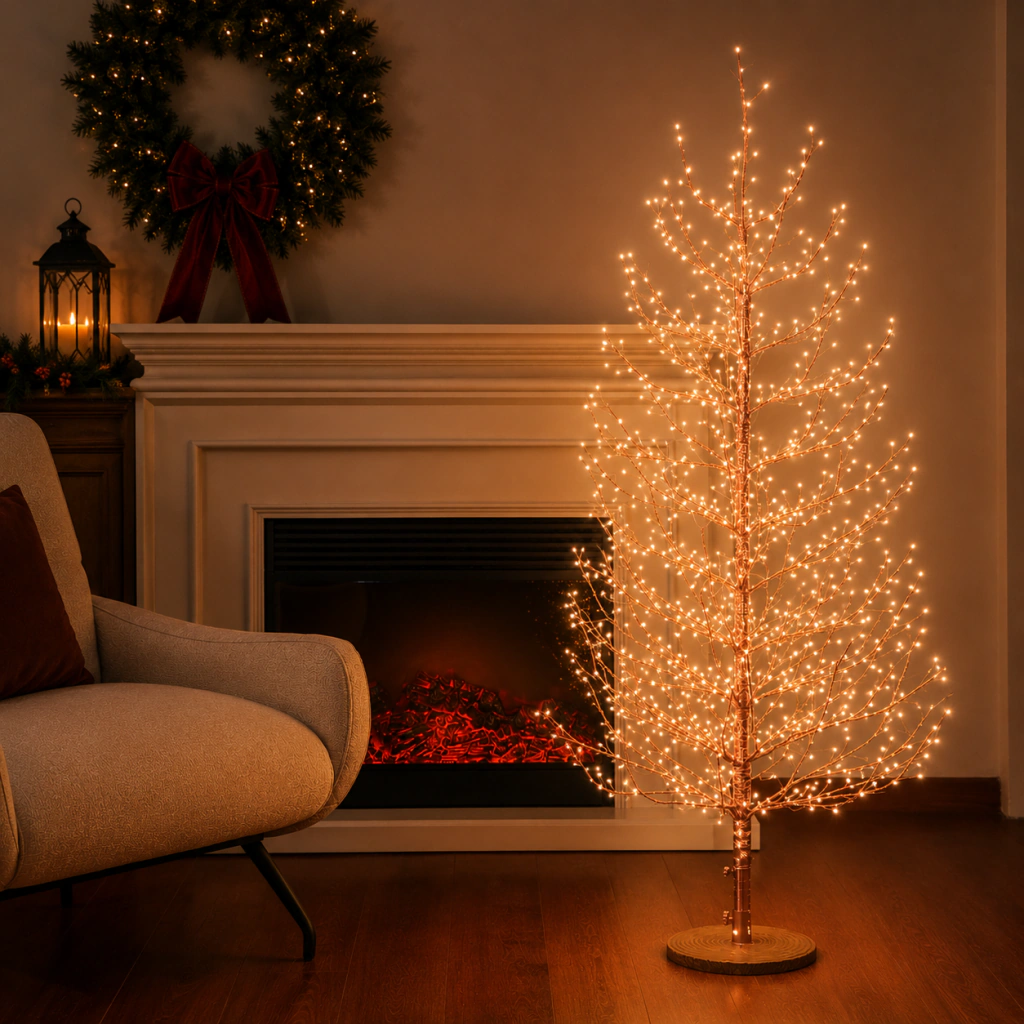 ARBOL DUBAI CON CONTROL REMOTO COBRE - Envalar Mayorista