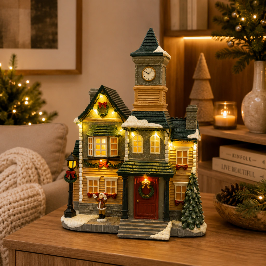 Casita con reloj con luz y musica - comprar online