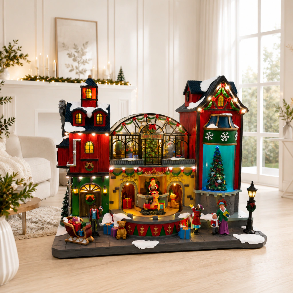 GRAN FABRICA DE JUGUETES CON JARDIN DE INVIERNO CON LUZ Y MUSICA - comprar online