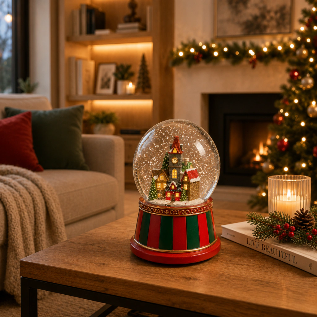 Bola de nieve Casita roja con musica - comprar online