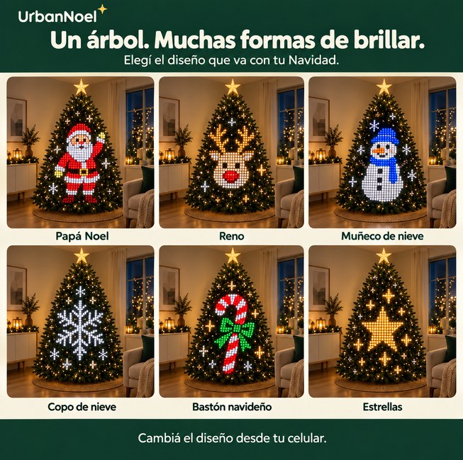Diseños de Papá Noel, reno, muñeco de nieve, copo de nieve, bastón navideño y estrellas